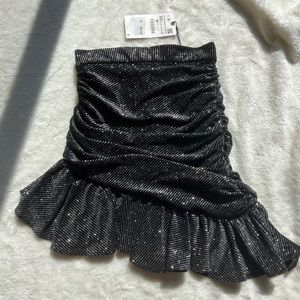 NWT Zara Sparkly Ruched Gathered Black Velvet Mini
Skirt